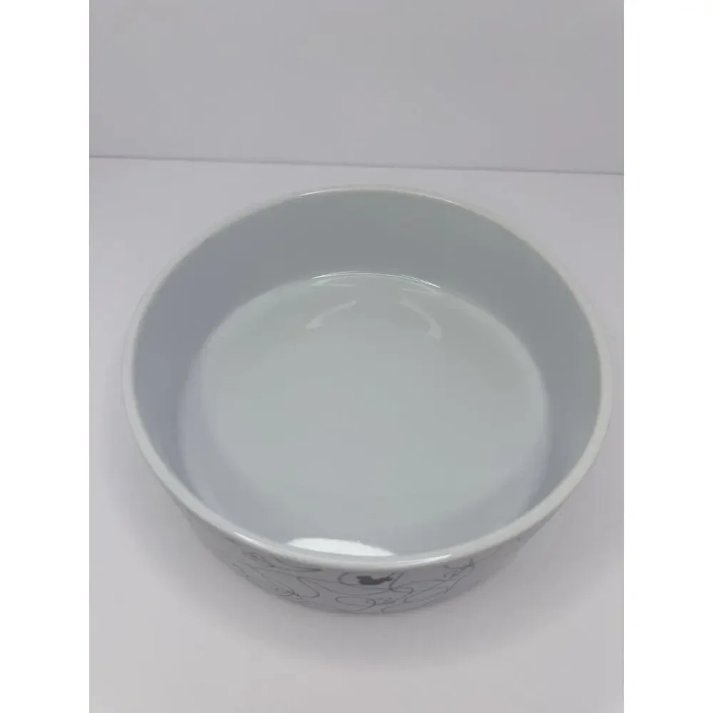 Disney Chewy Mickey Mouse Lines‎ White Black Pet Dog Cat Food Water Bowl